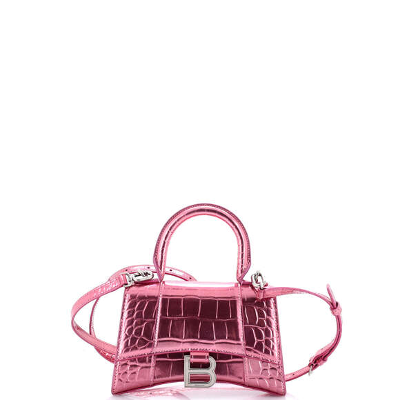 Balenciaga Handbags - Balenciaga XS Hourglass Top Handle Bag Crocodile Embossed Leather